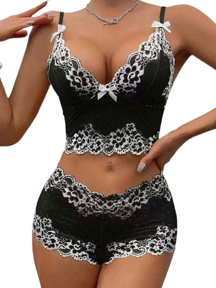 Midnight Elegance Lace Set