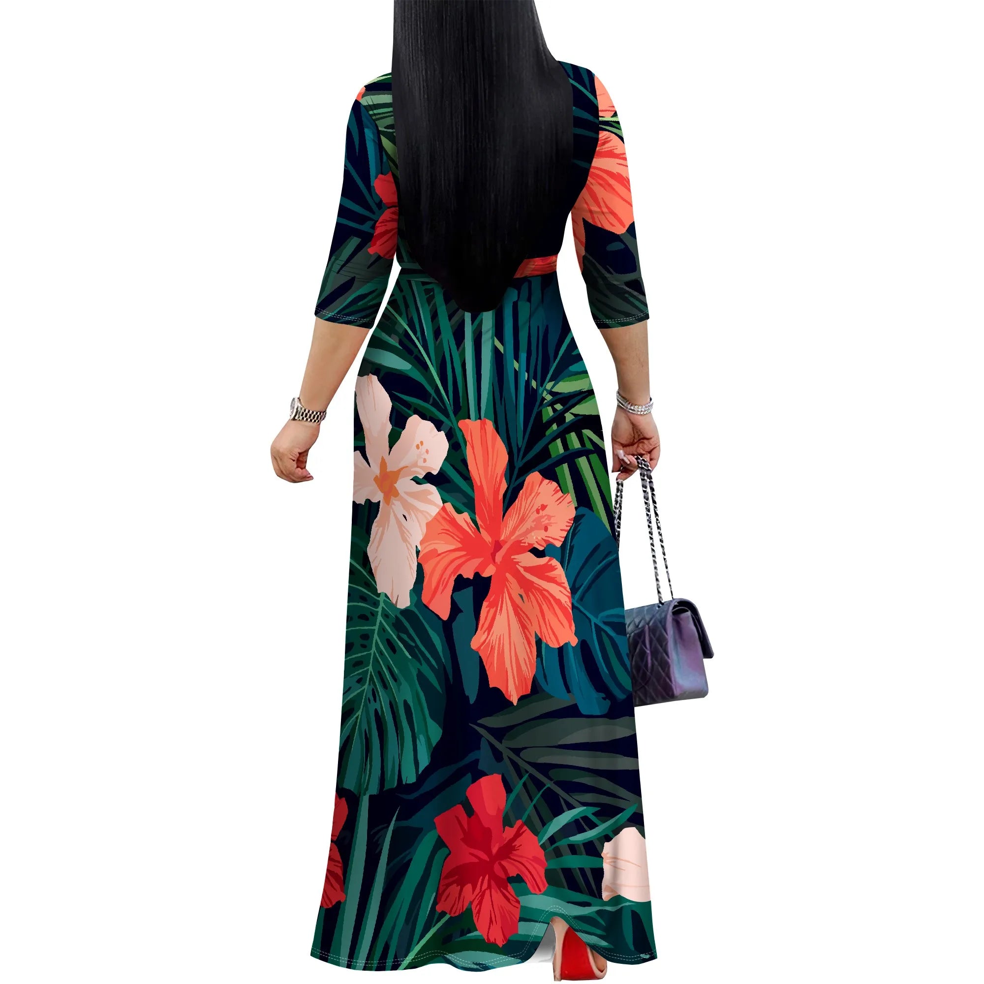 Floral Wrap Maxi Dress – Summer V-Neck