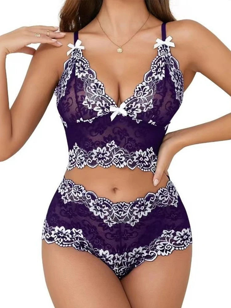 Midnight Elegance Lace Set