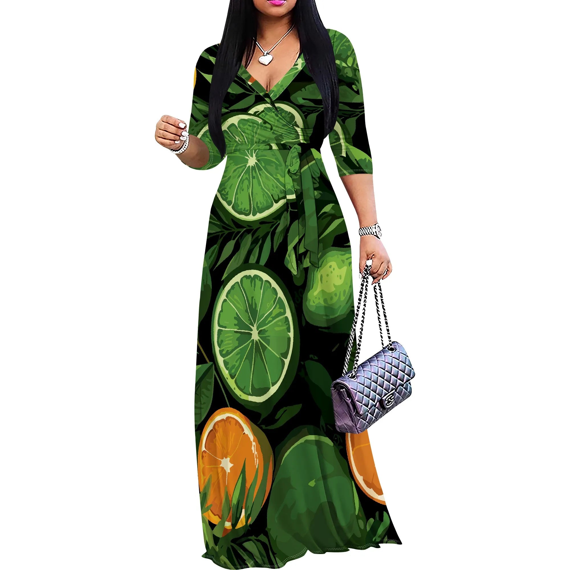 Floral Wrap Maxi Dress – Summer V-Neck