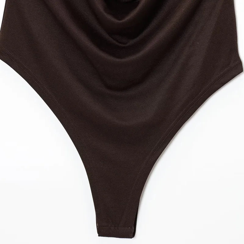 Brown Halter Bodysuit – Open Back
